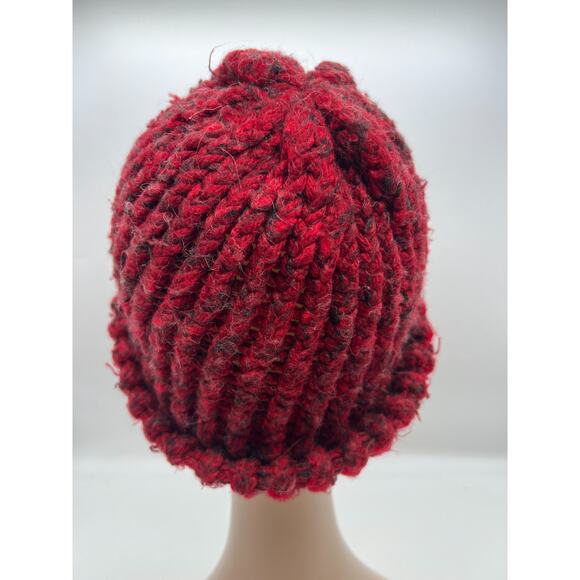 Women's woven red and black knit cap hat ski hat boho small - Picture 6 of 8